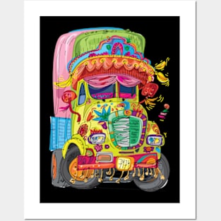 Retro Indian Desi Truck, Bollywood Tees, Desi Tees Posters and Art